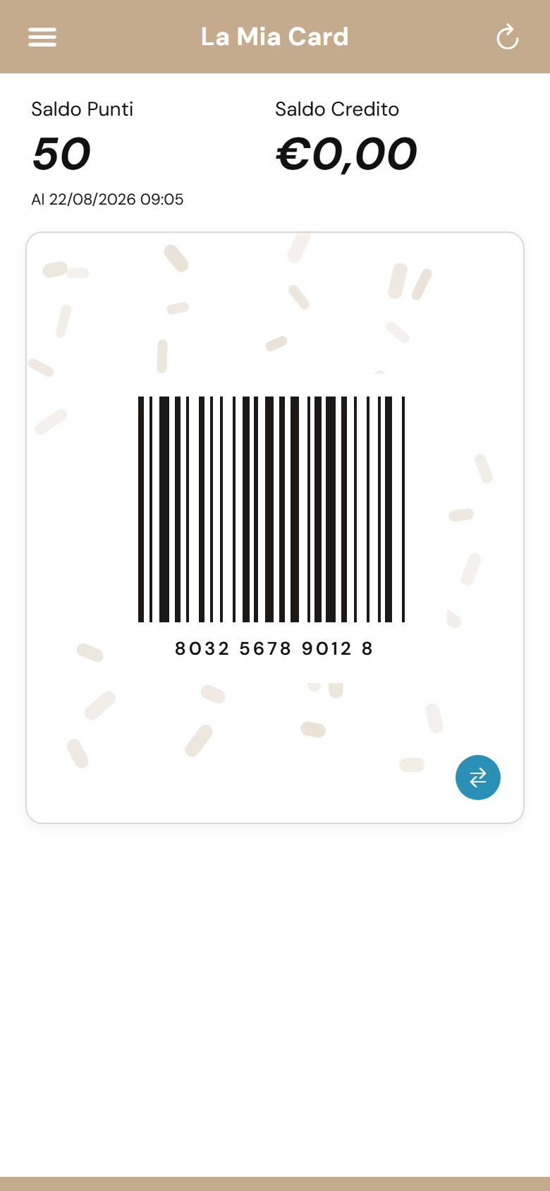 casabruma loyalty card barcode screen