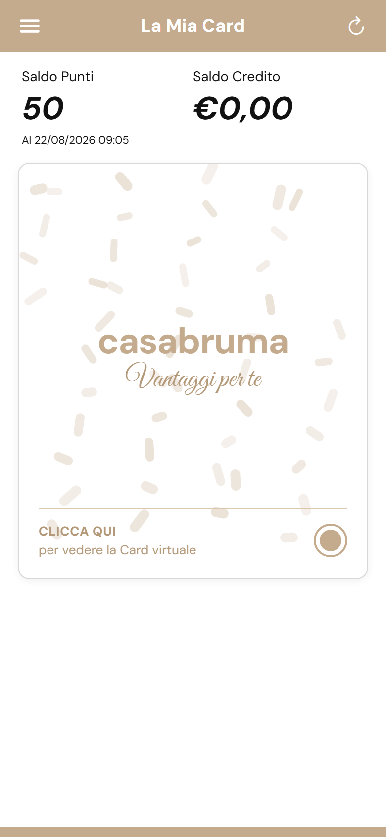 casabruma loyalty card screen