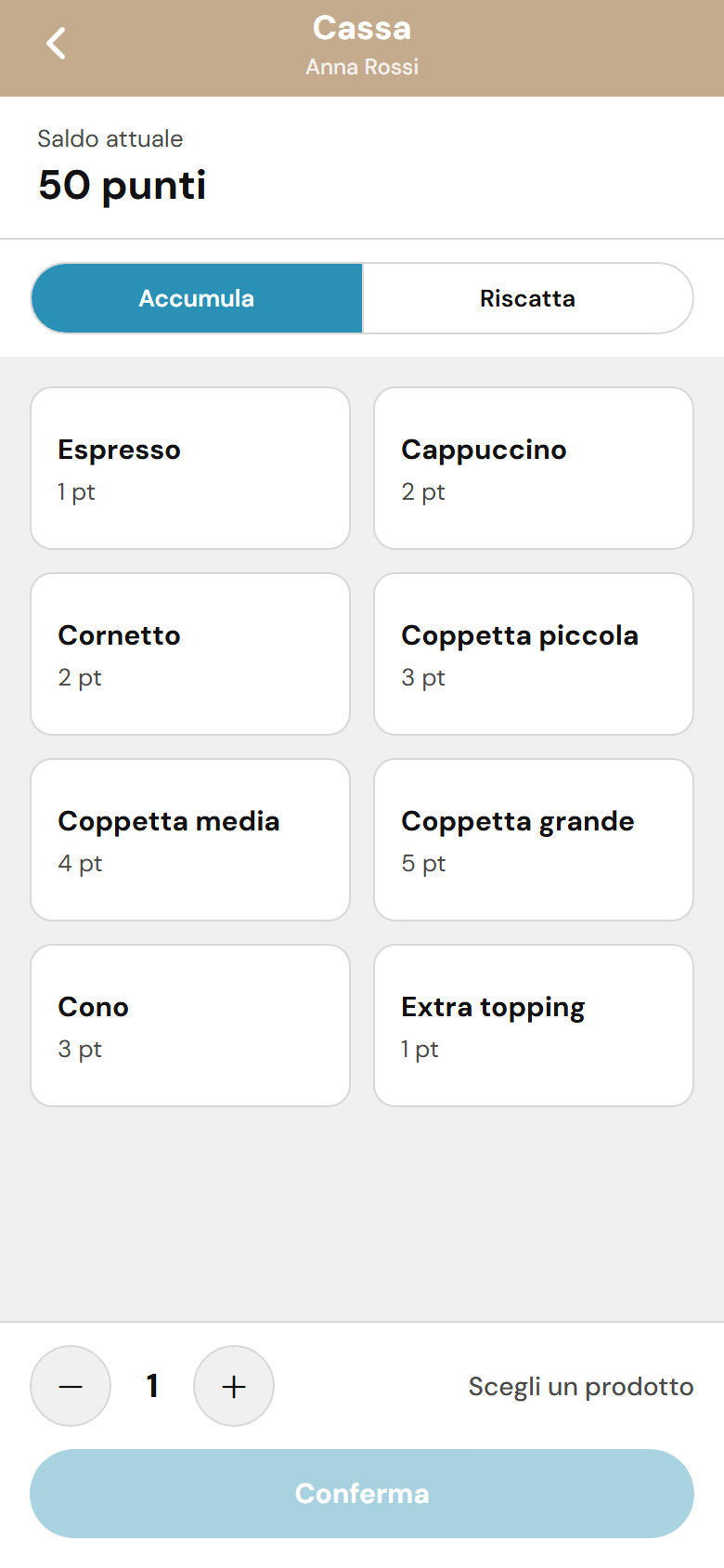 casabruma staff product selection screen
